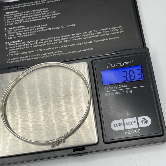 JCM 925 Sterling Silver Etched Chevron Textured Pattern Bangle Bracelet 7.25” - Picture 7 of 7